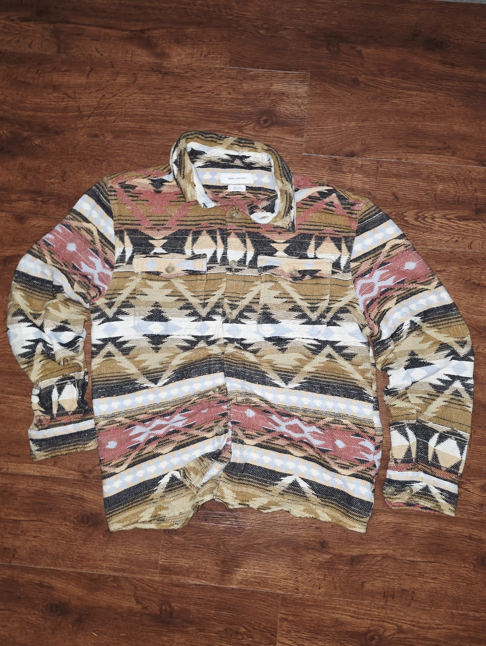 Urban Outfitters Jacquard Flannel Shirt Mens M Southwestern Native Button Up